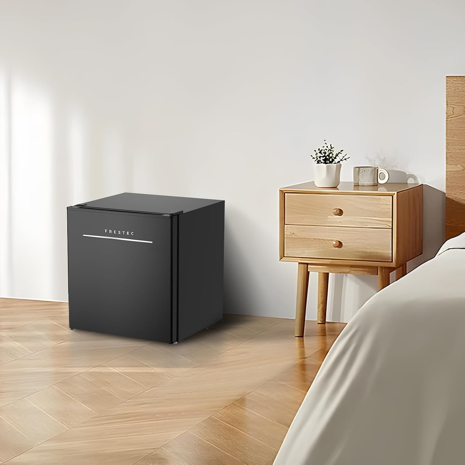 Frestec 1.6 Cu.Ft Mini Fridge with freezer, Compact Refrigerator with Freezer, 6 Adjustable Temperature, 37 dB Low Noise, Reversible Door