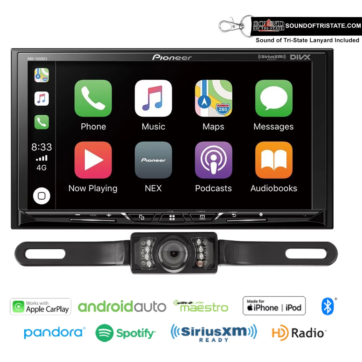Pioneer DMH-1500NEX 7" Digital Media Receiver with License Plate Backup Camera - Curated Treasures Market