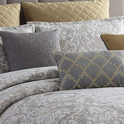 Riverbrook Home 100% Polyester Comforter Set, Queen, Hillcrest - Ivory/Gold, 9 Piece Set