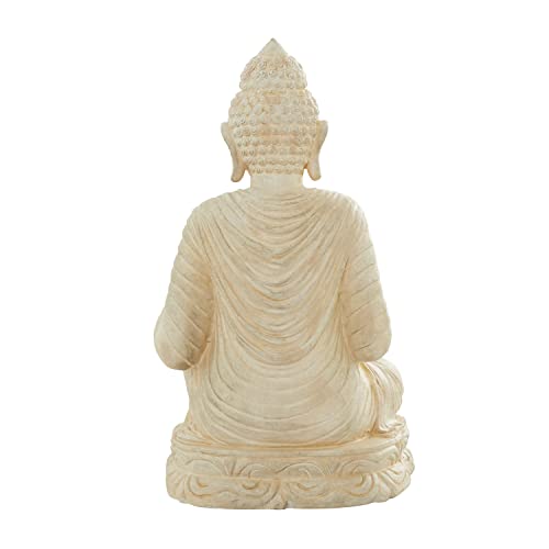Deco 79 Magnesium Oxide Buddha Decorative Garden Sculpture Indoor Outdoor Meditating Garden Statue, Outdoor Sculpture 19" x 15" x 36", Silver