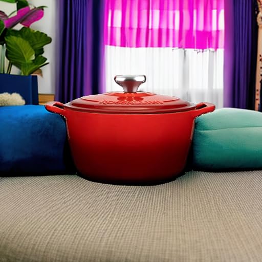 Signature Enameled Cast Iron Dutch Oven, Non-Stick Serving Pot with Tight Fitting Lid for Perfect Roasting, Baking, Sauteing