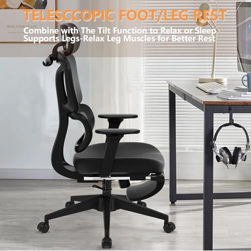 FLEXISPOT ErgoX Premium Ergonomic Office Chair with Footrest- Adjustable 3D Armrests, Dynamic Lumbar Support, Recline & Tilt Function, Mesh Seat