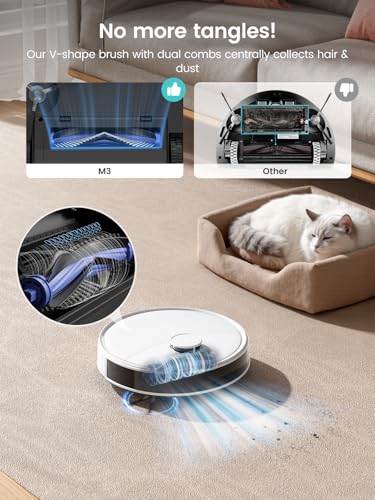 Lefant M3 Robot Vacuum, Robot Vacuum and Mop, 12000Pa Suction, Anti-Tangle Brushes, Dual Spinning Mop, Auto Mop Washing, Drying, Self-Emptying