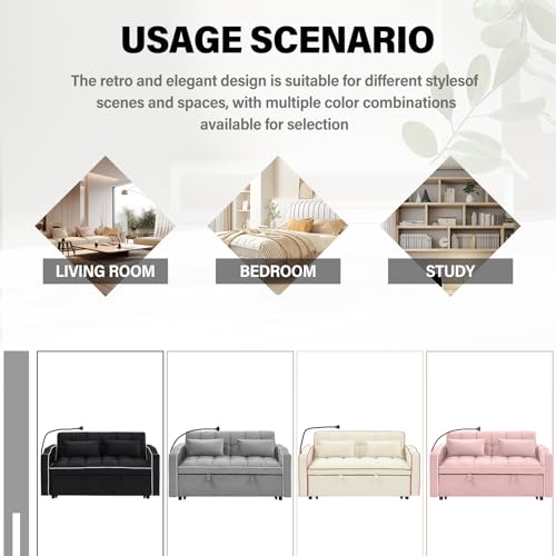 WIIS' IDEA Convertible Sofa Bed,3 in 1 Velvet Sleeper Sofa Pull-Out Bed