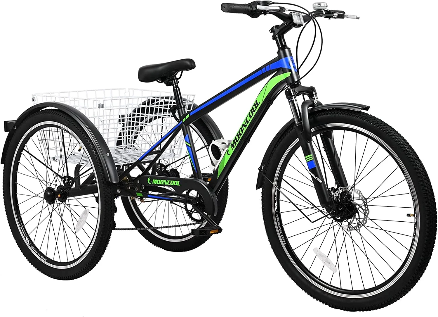 ABORON Adult Mountain Tricycle, 7 Speed Three Wheel Bike, 24/26/27.5 Inch Adults Trikes for Seniors with Shopping Basket