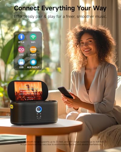 Ikarao Smart Karaoke Machine for Adults - with Lyrics Display, 32GB Karaoke Tablet, 2 Wireless Mics, Professional Karaoke System, 300W Peak Power