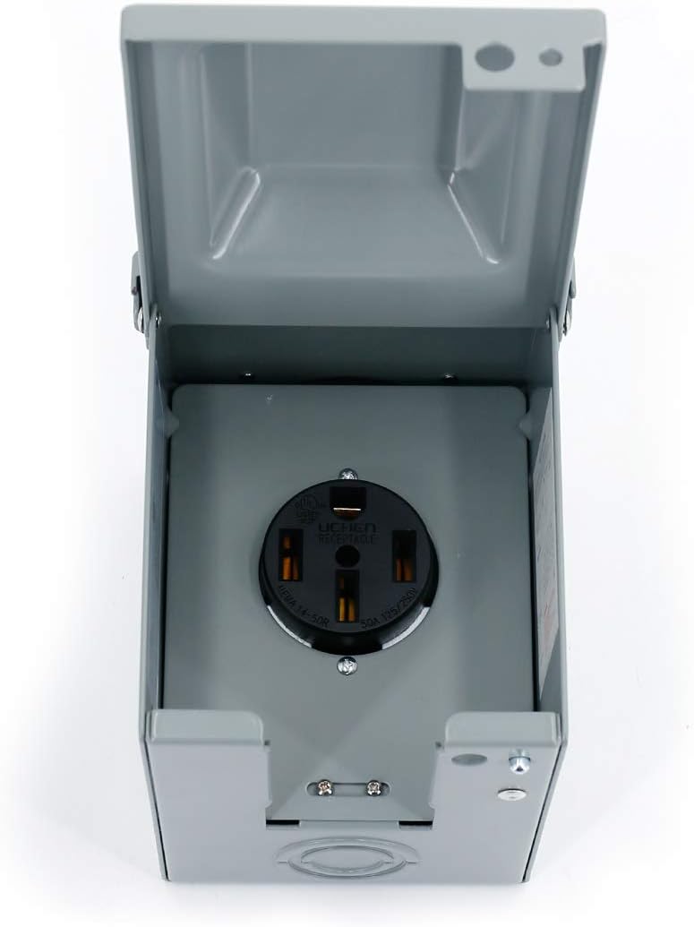 UTSAUTO 30 Amp RV Power Outlet Box Enclosed Lockable Weatherproof Outdoor Electrical 125 Volt Receptacle Plug Box Nema TT-30R Receptacle for RV