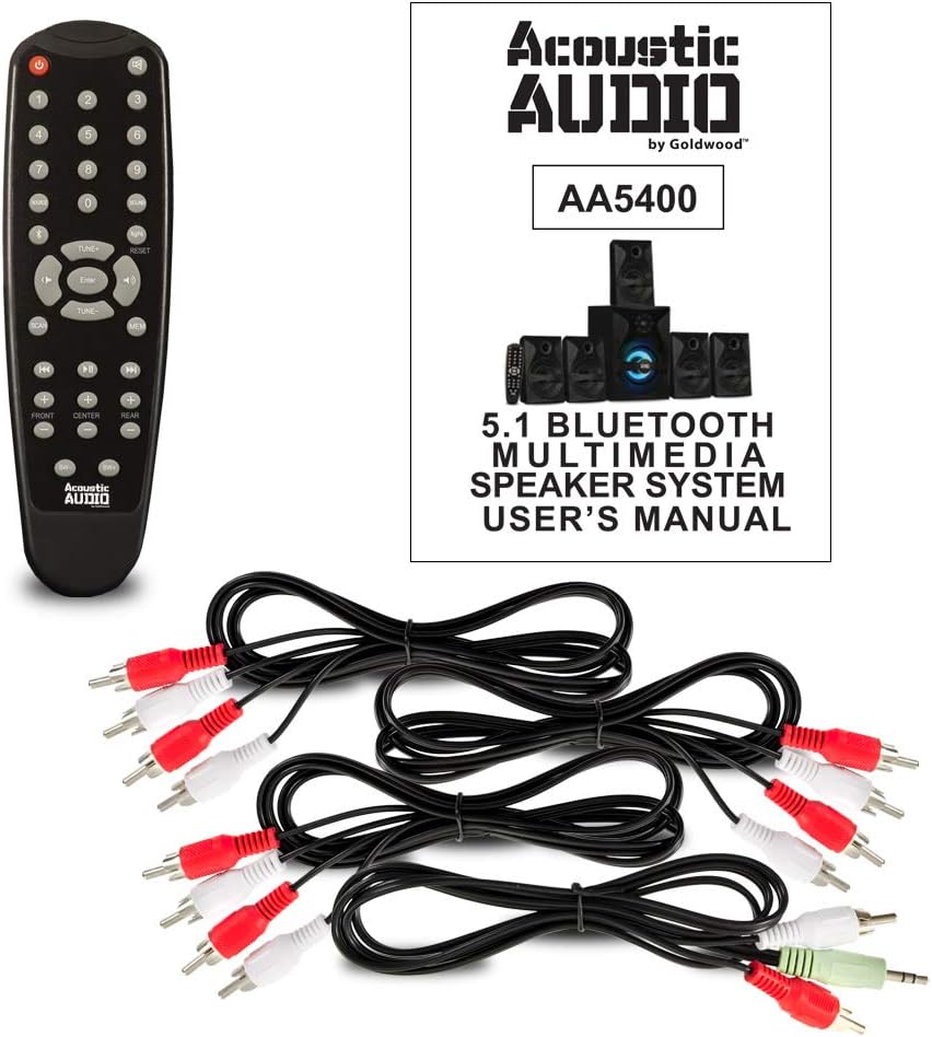 Acoustic Audio by Goldwood Bluetooth 5.1 Surround Sound System with LED Light Display, FM Tuner, USB and SD Card Inputs
