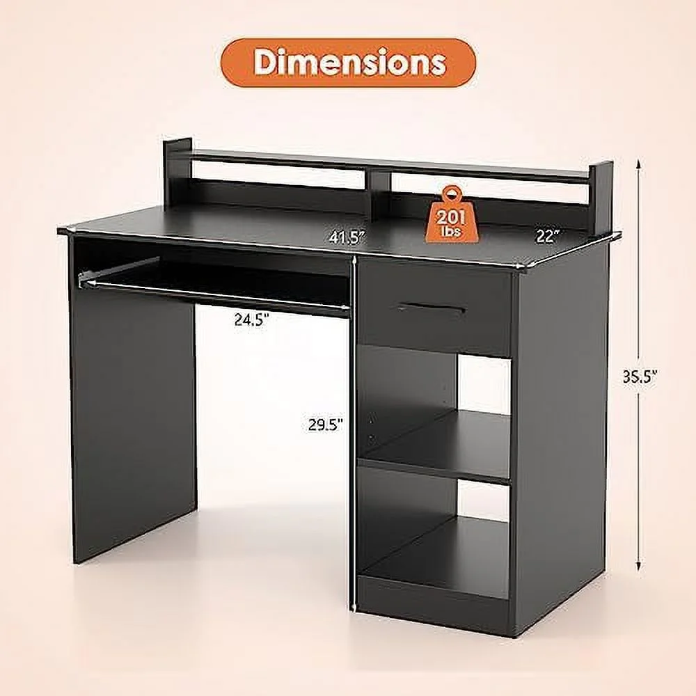 CCBIUOMBO Computer Desk  Office Desk with Drawers  Hutch  Keyboard Tray &amp