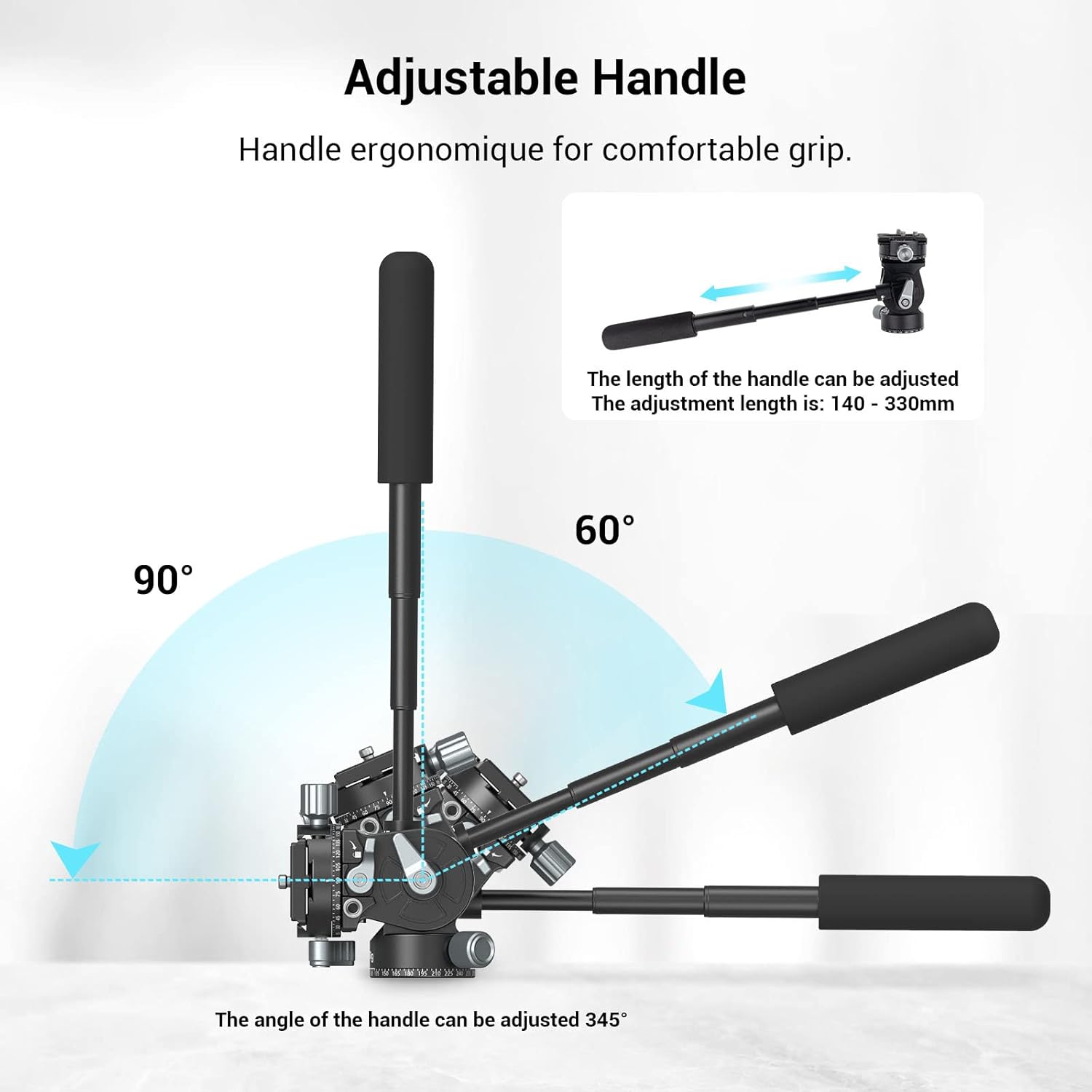 SmallRig Video Head, Tripod Head with Quick Release Plate for Arca Swiss and Lever Adjustable, Pan Head for Compact Video Cameras