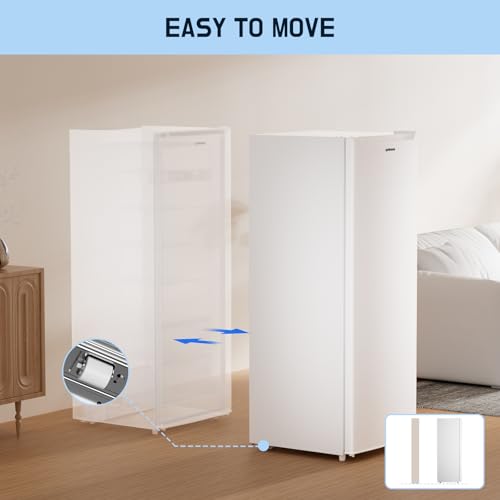 Upstreman 7.0 Cu.Ft Upright Freezer Large Capacity Convertible Refrigerator/Freezer, 5 Adjustable Shelves, Energy Efficient, Garage Ready