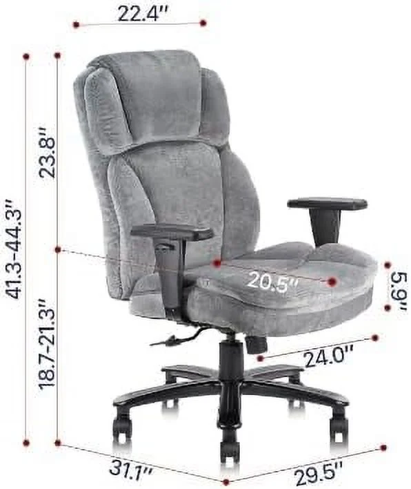 RUNFAYBIU Ergonomic Big Tall Wide Heavy Office Chair 400lbs with Soft Cushion Adjustable Height Thick Padding Headrest and Armrest Executive Desk