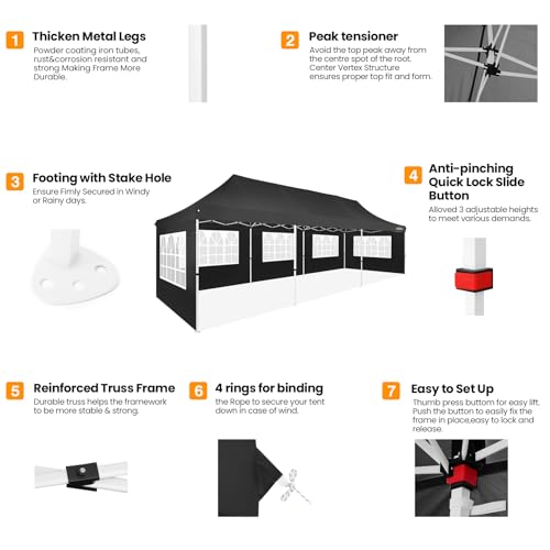 10x10 Pop Up Canopy Tent with 4 Sidewalls and Mesh Windows 2.0