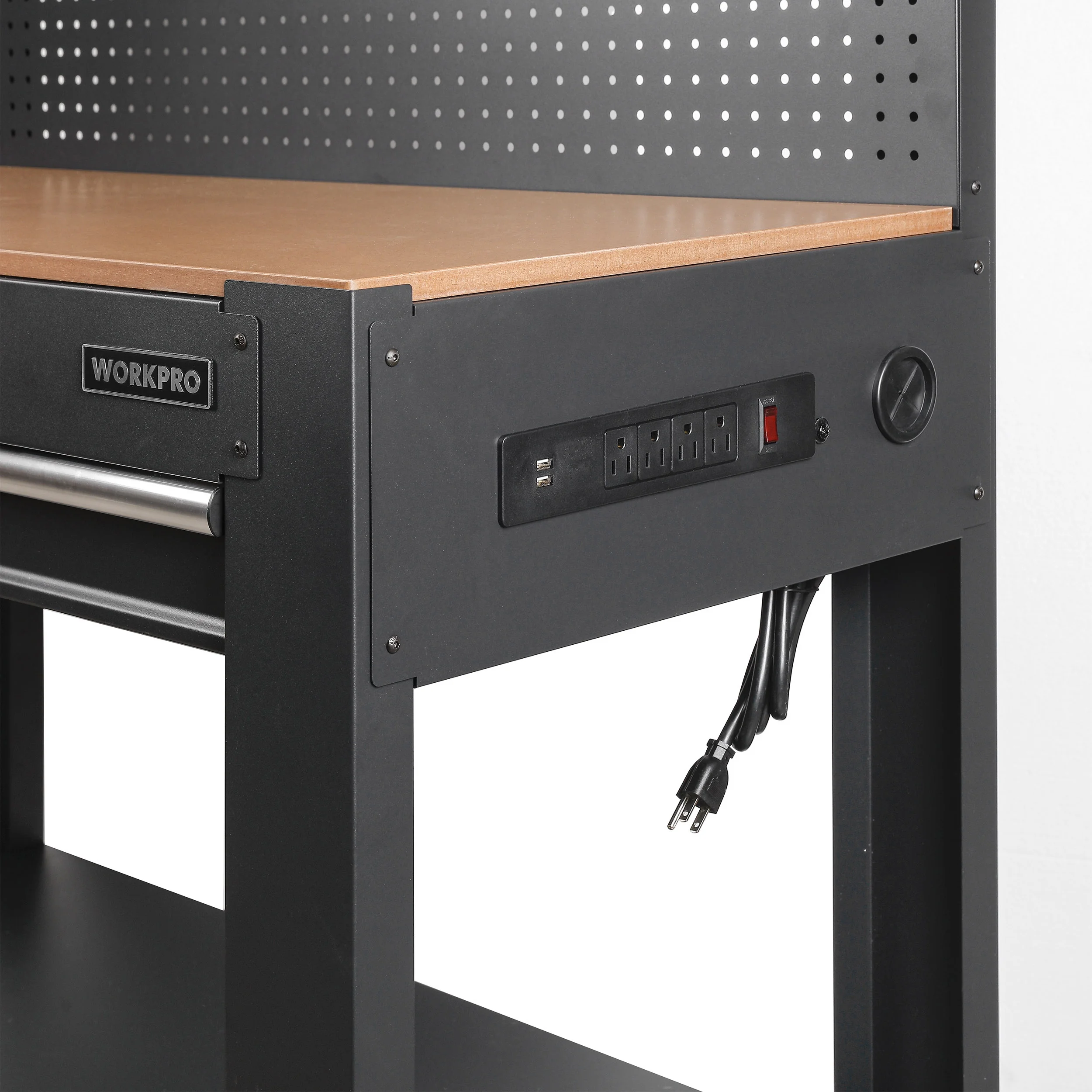 Workpro 45-in Multipurpose Workbench with LED Light & Power Strip, Steel