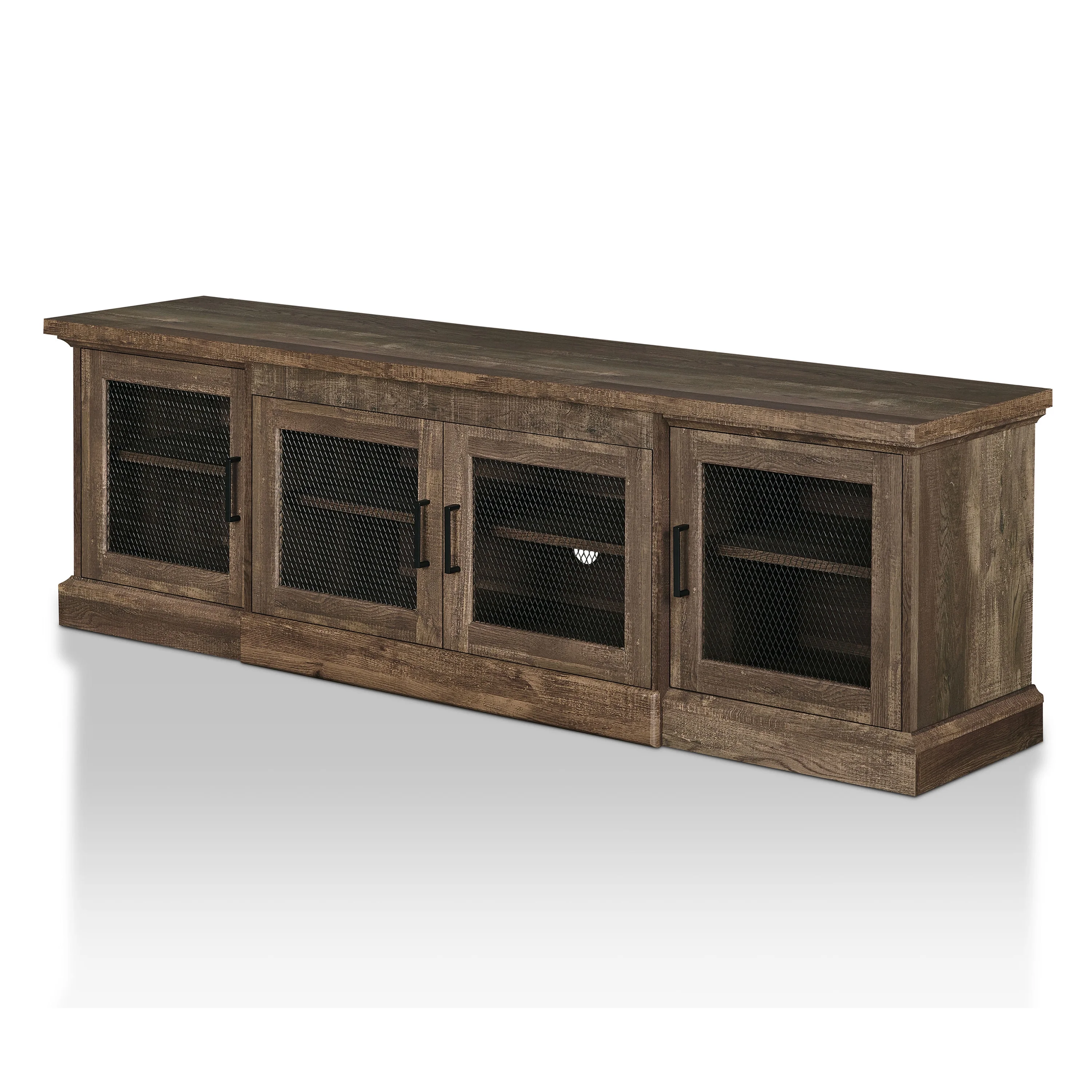 24/7 Shop At Home Rodeo 6 Shelf Rustic TV Stand with Storage, Media Console Entertainment Center, TV Console for Living Room in Reclaimed Oak