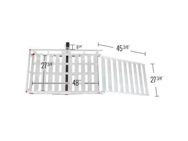 Aluminum Hitch Cargo Carrier Utility Basket with Loading Ramp, Silver