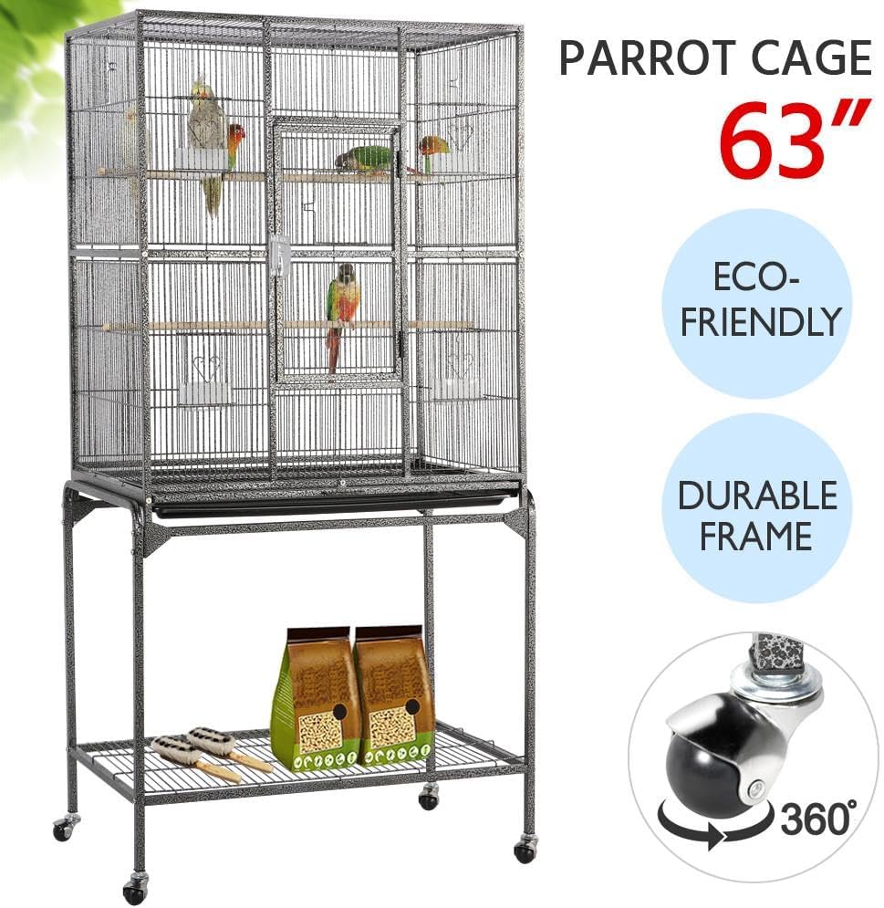 Yaheetech 63'' Detachable Parrot Cage for Cockatiel Sun Parakeet Green Cheek Conure Lovebird Budgie Finch Bird Cage with Stand