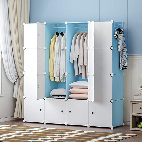 YOZO Cube Storage Organzier Portable Closet Wardrobe Bedroom Dresser (71x14x71 inches) Portable Closet Cube Shelf Armoire Pantry Cabinet, 25 Cubes