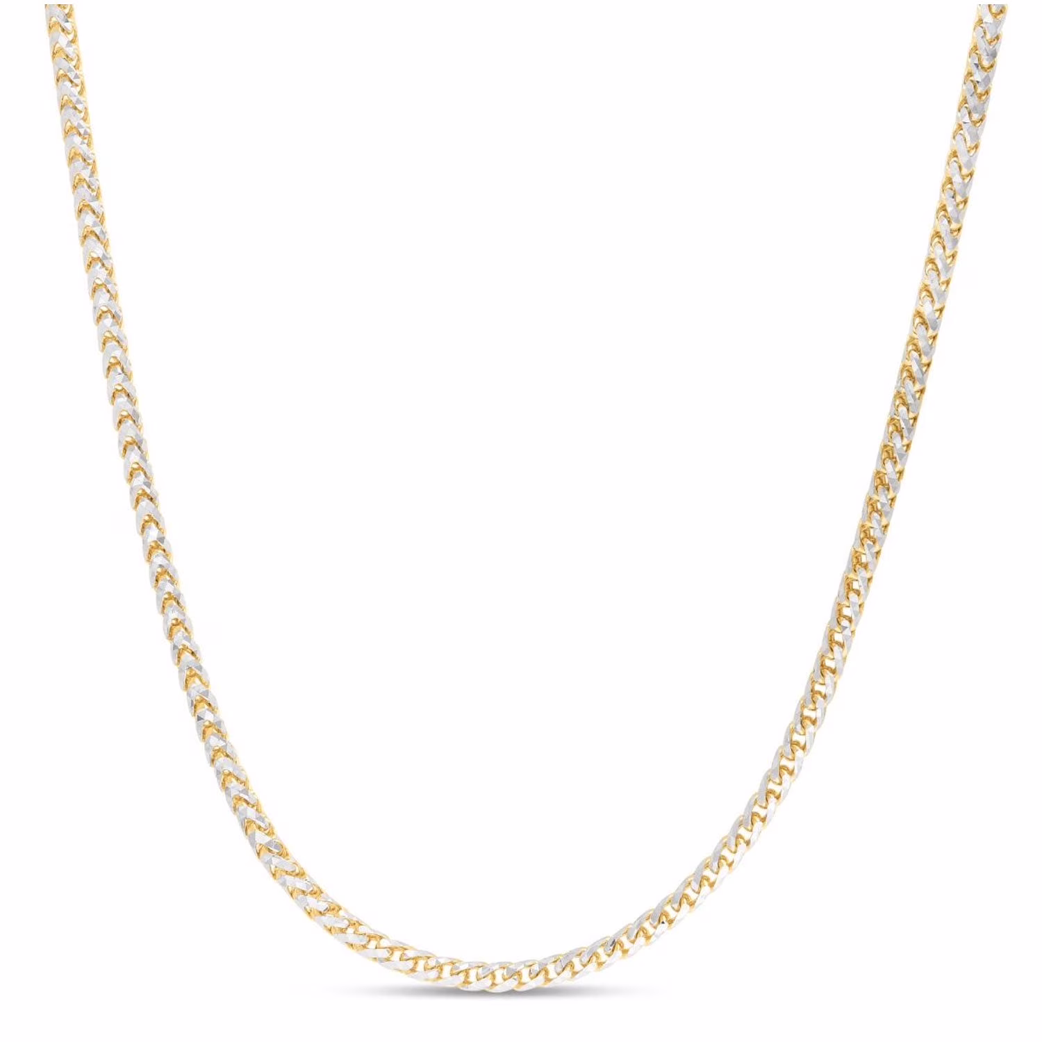 14K Two Tone Gold 3.15mm Round Pave Franco Chain Bracelet 8 Inches Lobster Clasp