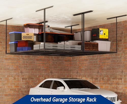 3 x 8FT Overhead Garage Storage Rack,Adjustable Ceiling Storage Racks,Garage Shelving Heavy Duty Storage Organizer System