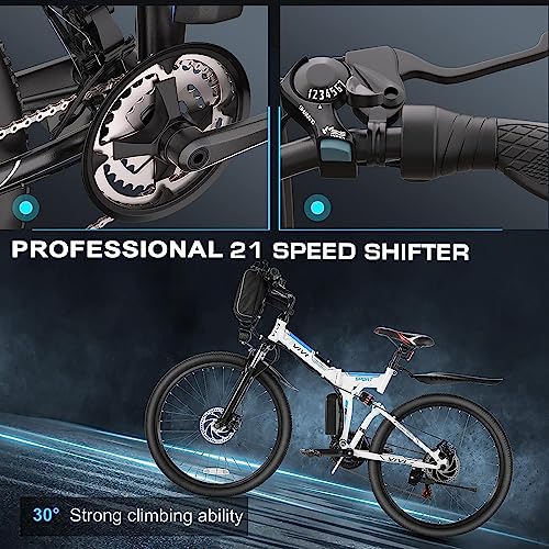 Vivi Electric Bike for Adults 750W Peak Folding Electric Mountain Bike 26'' Commuter Ebike 22MPH Adult Electric Bicycles with Removable Battery
