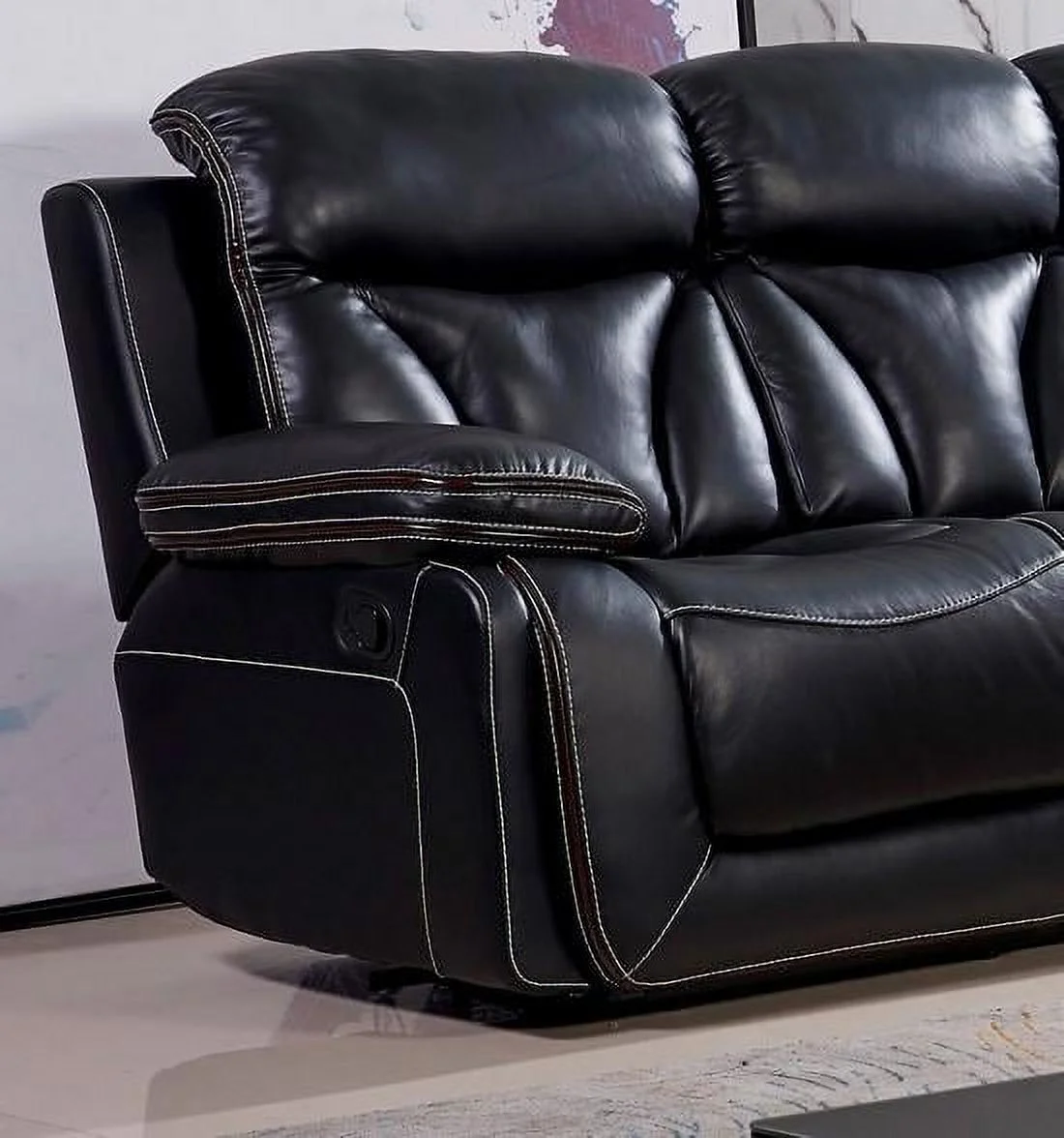 Contemporary Dark Brown Leather Match Reclining Sofa McFerran SF3100
