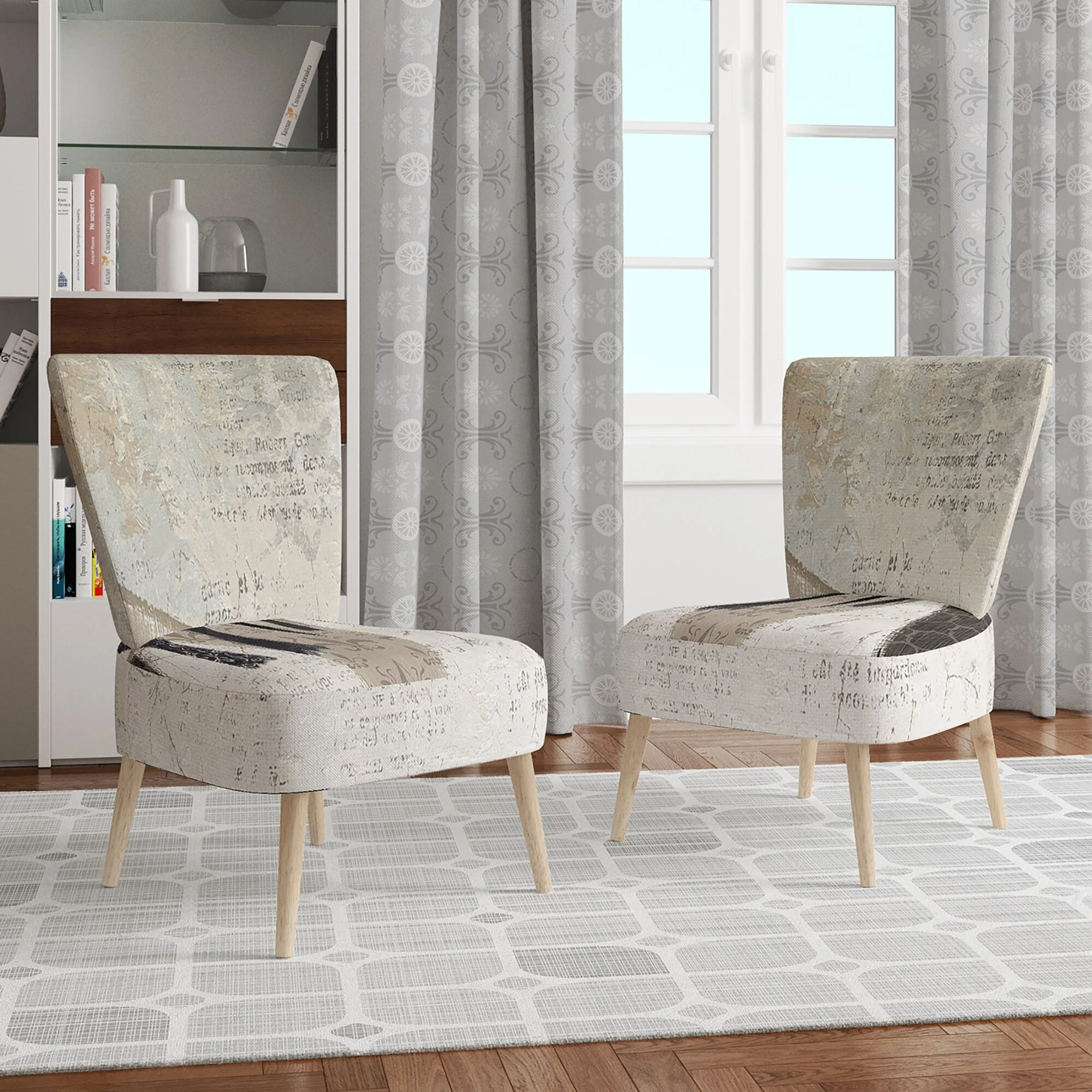 Designart "French Bird Flea Market" Upholstered Farmhouse Accent Chair - Arm Chair