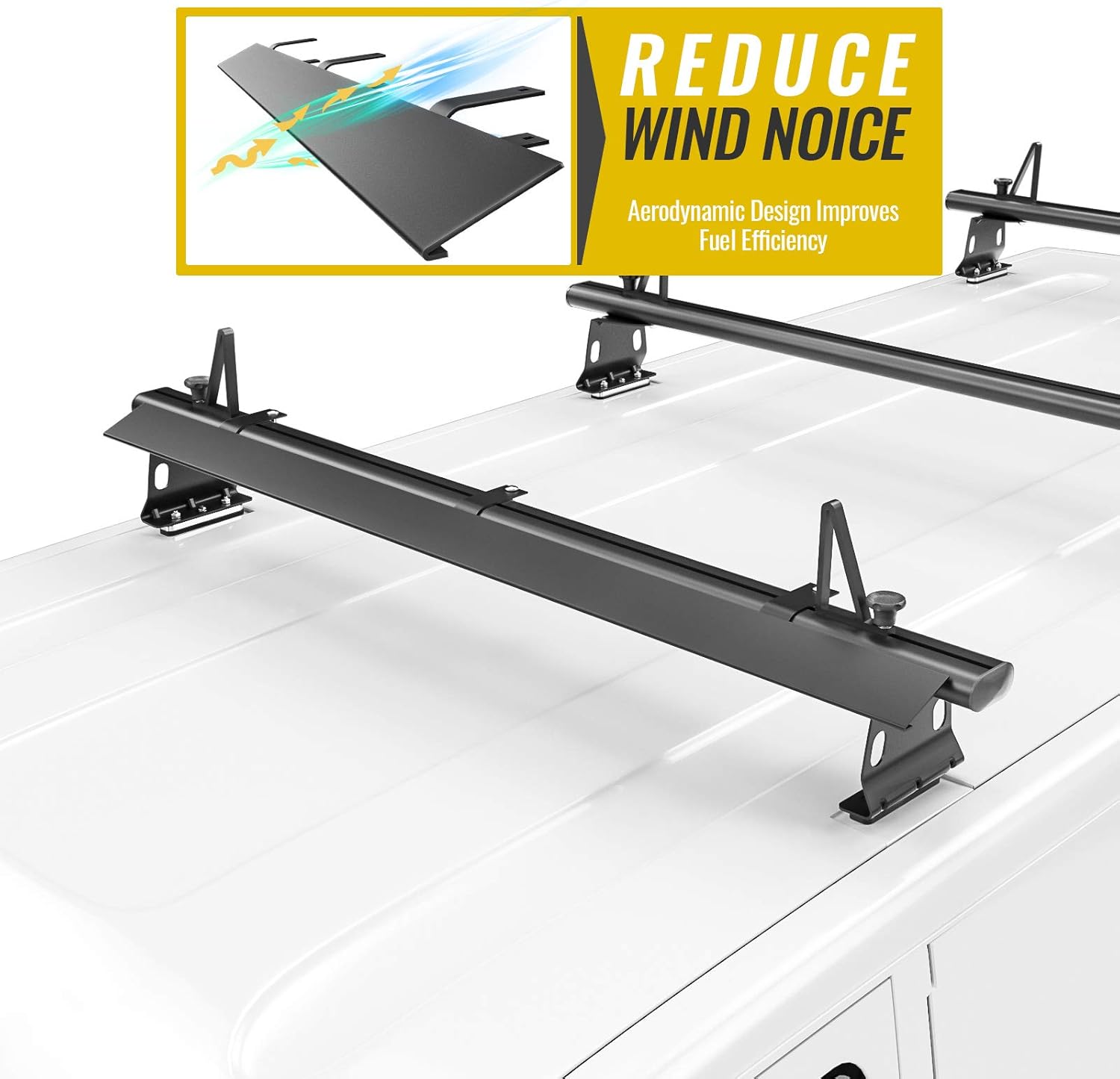 AA-Racks Aluminum 69" Ladder Rack Wind Deflector,Van Rack Accessory for Model AX302 Series Black
