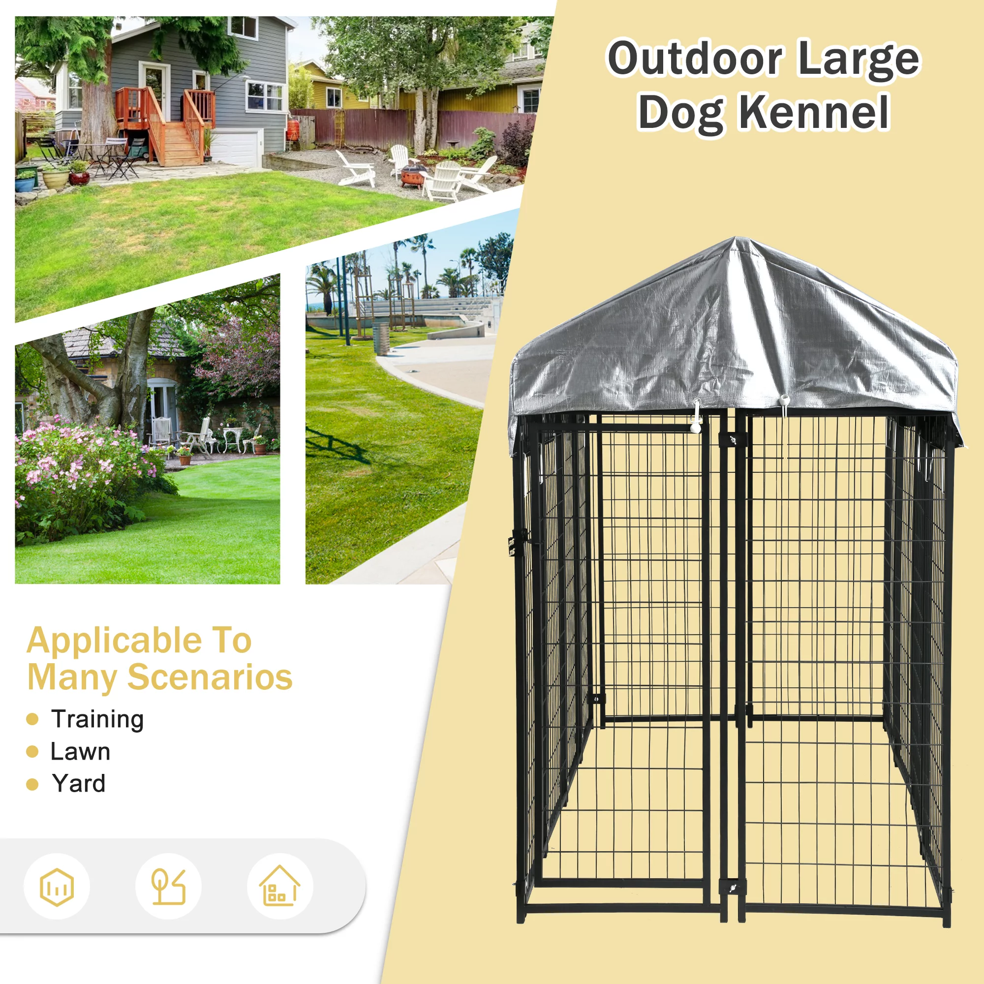 8 x 4 x 6 Ft Heavy Duty Large Dog Kennel Outside