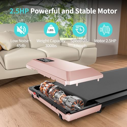 2024 Upgrade Walking Pad, Under Desk Treadmill for Home, Portable Mini Treadmill, No-Assembly Treadmills, App/Remote Control, Led Display
