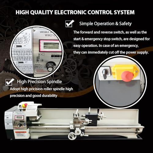 Metal Lathe 8''x39'' Benchtop Lathe Machine Pricision Hobby DIY Table Lathe Industrial Metal Wood Working Spinning Horizontal Lathe 1100W Brushless