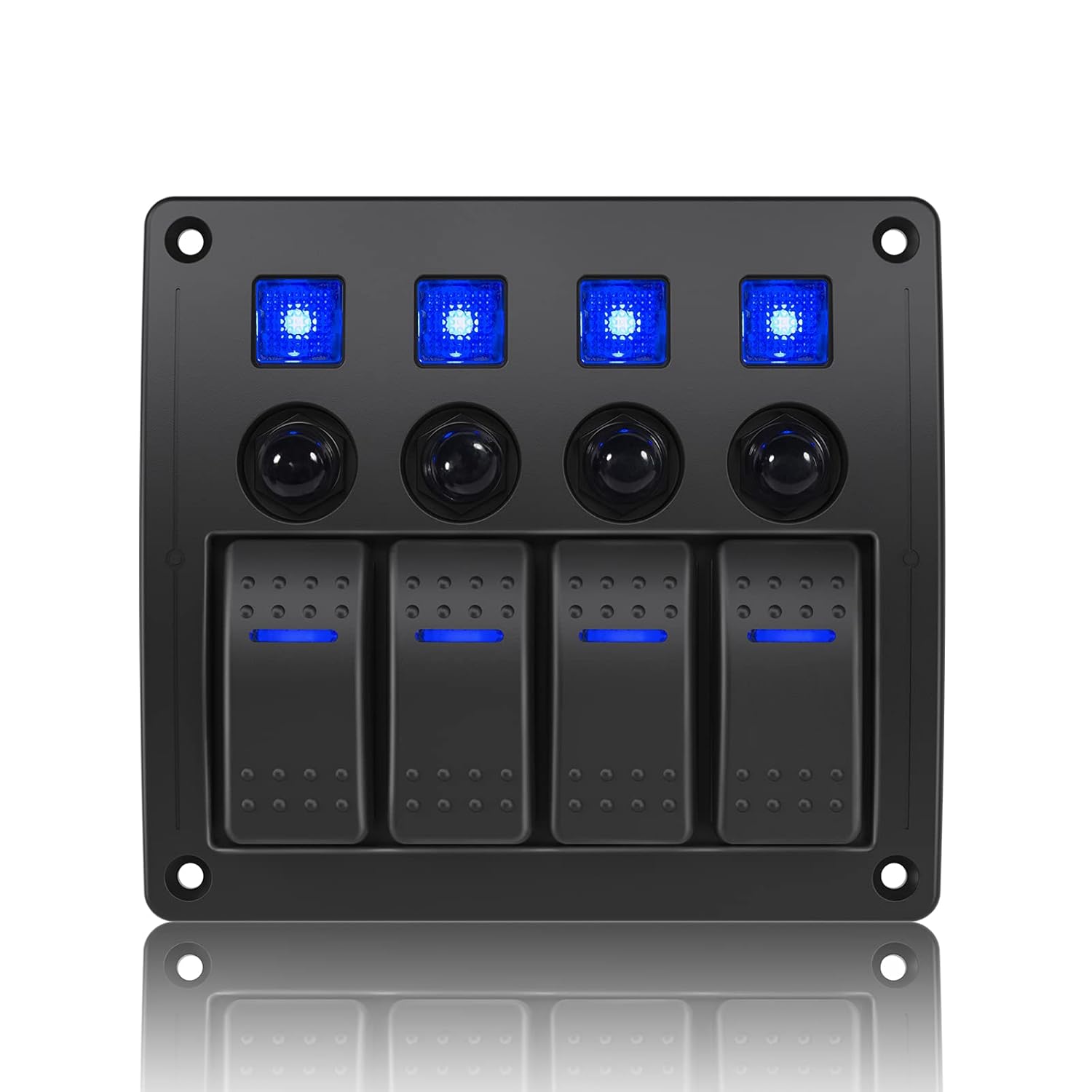 8 Gang Marine Boat Rocker Switch Panel Waterproof Overload Protector,12-24V Pre-Wired Rocker Switch LED Indicator