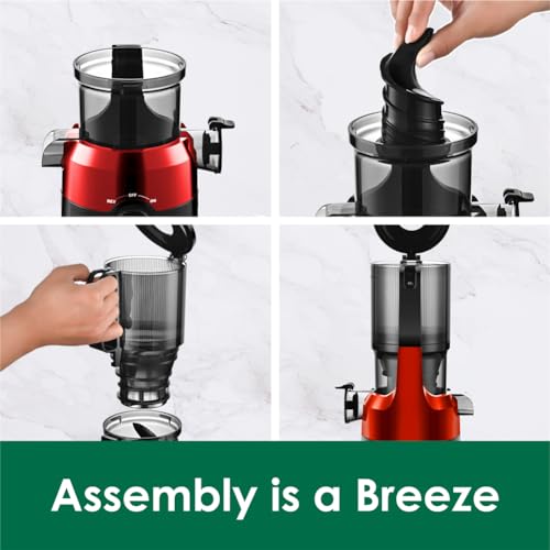 Cold Press Juicer Machines,Fretta Slow Masticating Juicer Machines with 4.25" Large Feed Chute,Fit Whole Fruits & Vegetables Easy Clean Self Feeding