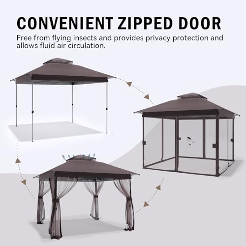 Outdoor Pop Up Gazebo 10x10 - Instant Canopy Tent with Mosquito Nettings