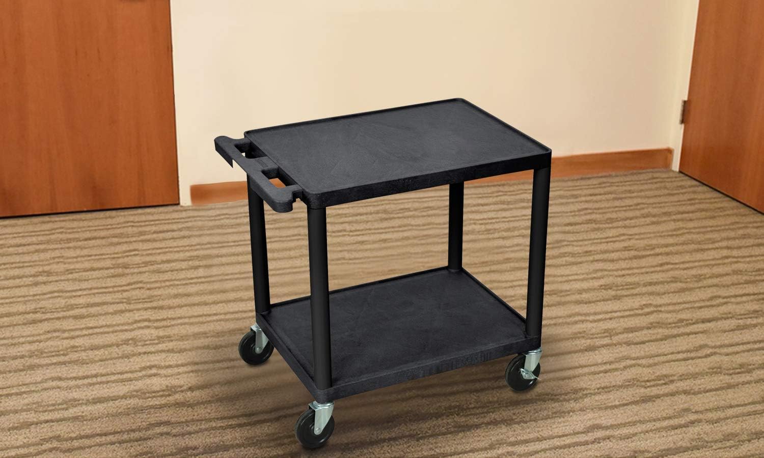 Luxor 26 H Multipurpose Audio Video Utility Presentation Cart with 2 Shelves - Black