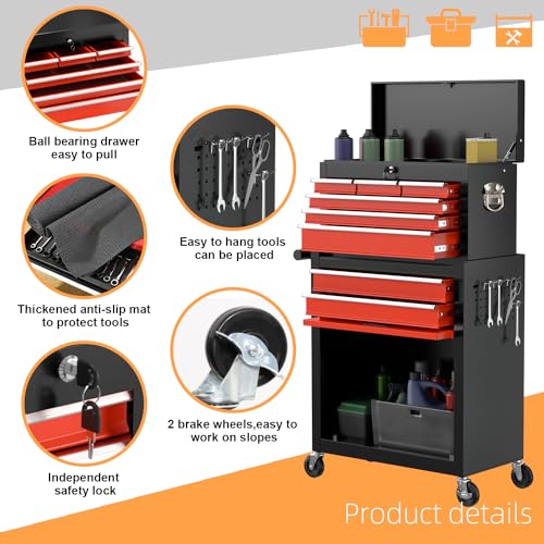 8-Drawer High Capacity Rolling Tool Chest, Removable Cabinet Storage Tool Box with Wheels and Drawers
