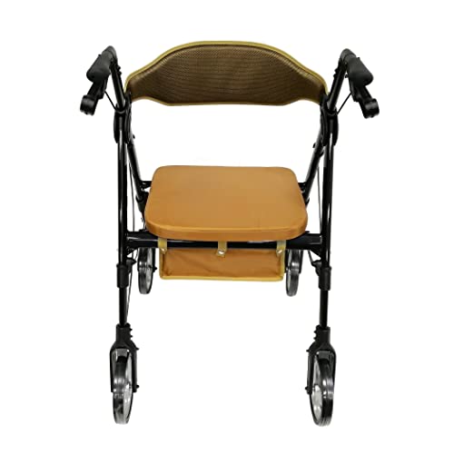 HEALTHLINE Heavy Duty Rollator Walker with Seat - Extra Wide Alluminium Folding Rolling Walkers 450LB with Wide Basket & Padded Seat