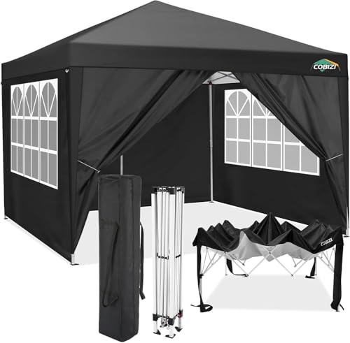 COBIZI 10x10 Pop up Canopy Tent Protable Canopy Tent with 4 Sidewalls Waterproof Commercial Instant Shelter for Parties, Wedding