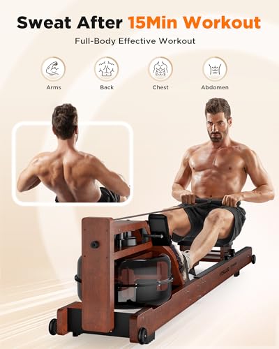 YOSUDA Water Rowing Machines for Home Use- Foldable Rower Machine 400LBS Weight Capacity with Dedicated Monitor & Bluetooth APP, Comfortable Seat