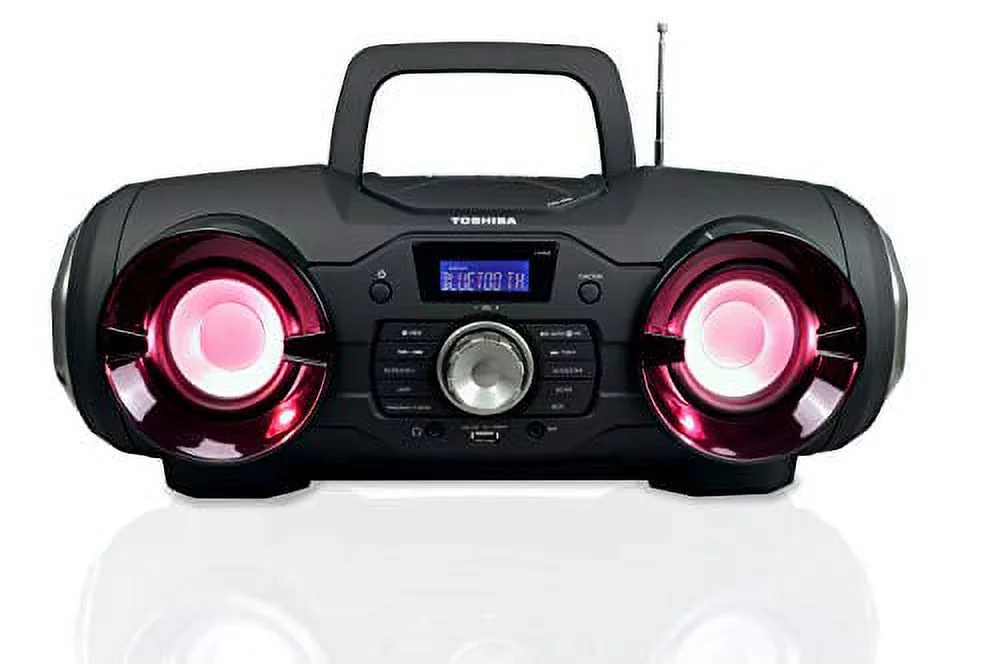 Toshiba TY-CWU510 Wireless Bluetooth Boombox Speaker: Portable CD Boom Box with FM Radio, Remote & LED Lights