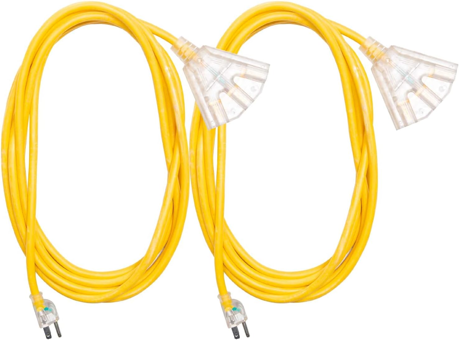 50 Foot Lighted Outdoor Extension Cord with 3 Electrical Power Outlets