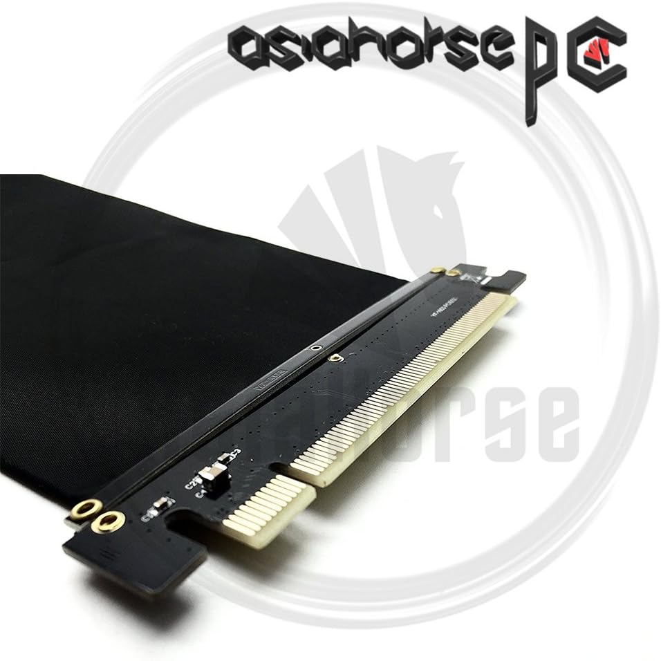 ASIAHORSE PCIE 4.0 16x Shielded Extreme High Speed Riser Cable with PCI Express Port for GPU Extension Card-Right Connector(20CM-90)