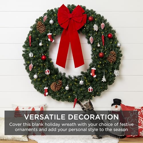 Best Choice Products 60in Large Artificial Pre-Lit Fir Christmas Wreath Holiday Accent Decoration w/ 300 LED Lights, 930 PVC Tips