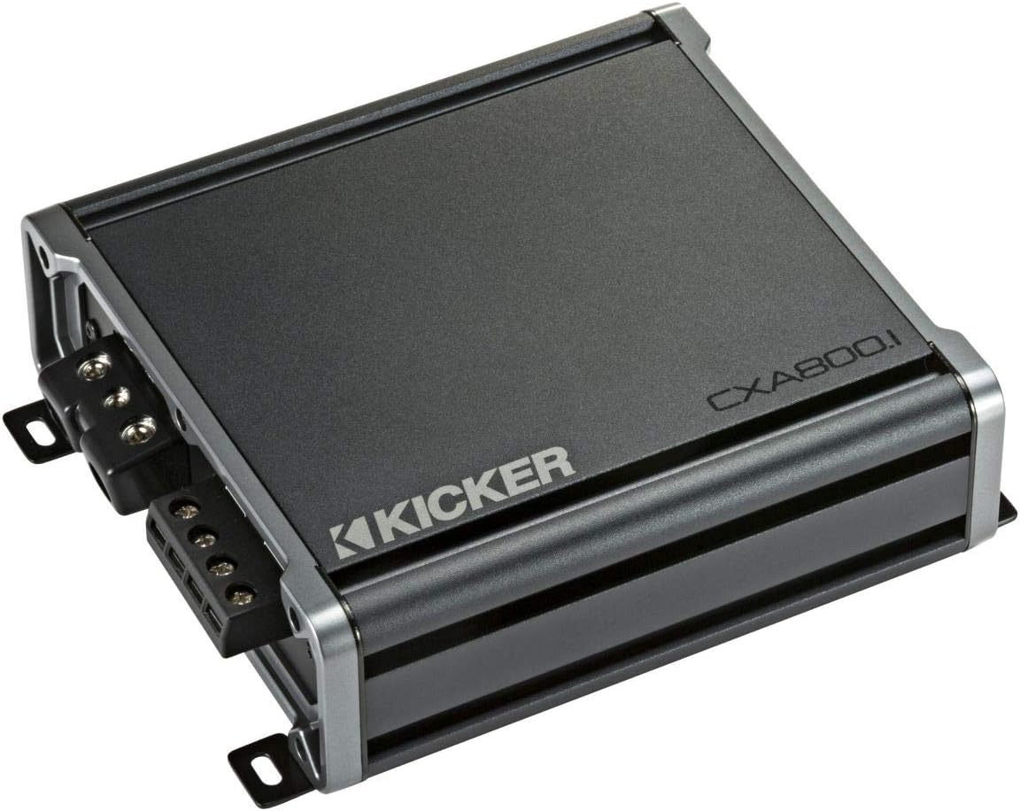 Kicker 46CXA8001T CX Series 1600 Watt Max Power Class D Amp Monoblock Car Audio Sub Vehicle Amplifier, Black