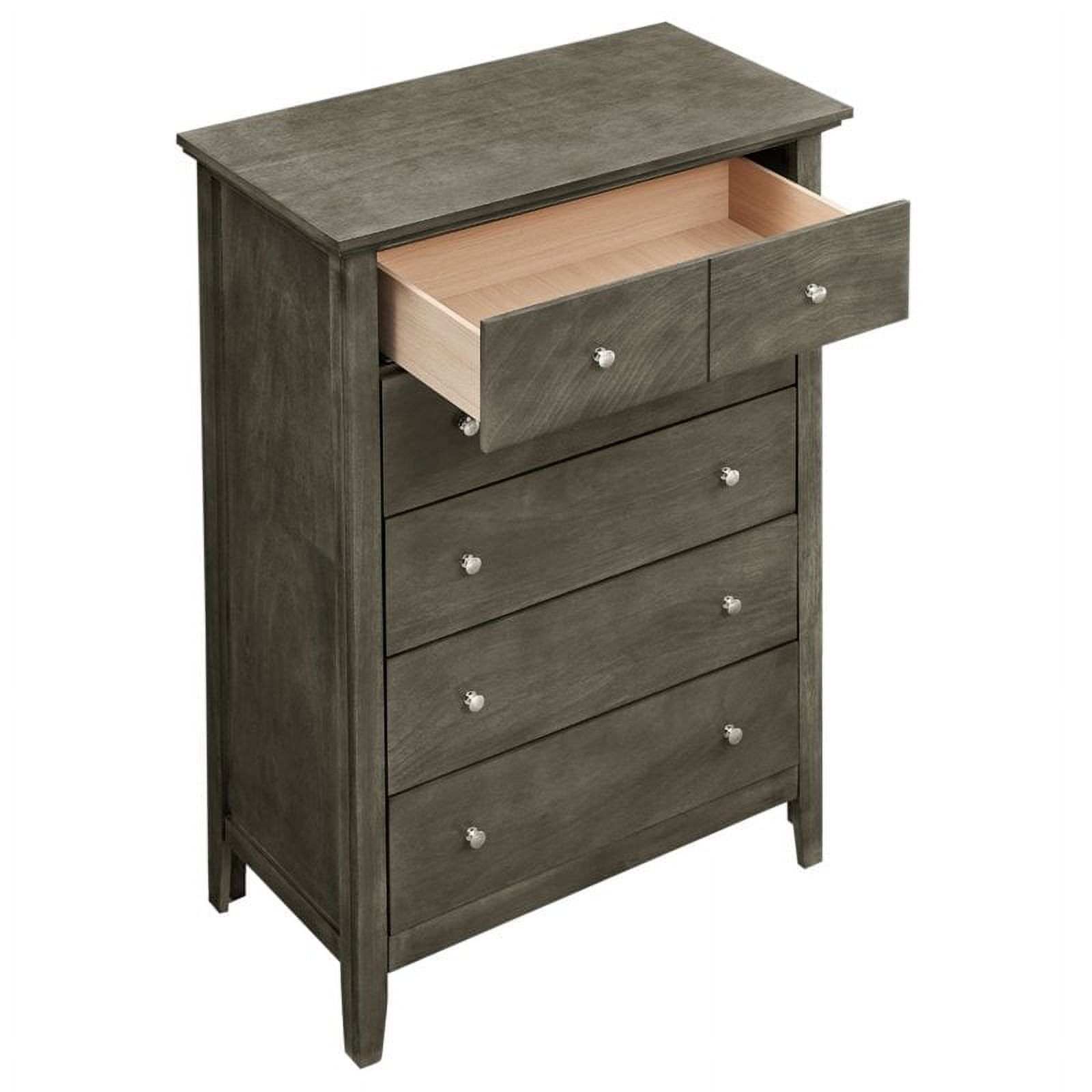 Home Square 3-Piece Set with King Bed 5-Drawer Chest and Nightstand in Gray