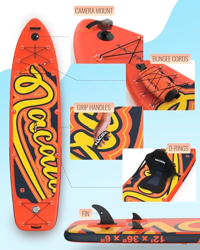Inflatable Stand Up Paddle Board 12' with Kayak Seat & Dual Paddles &ndash