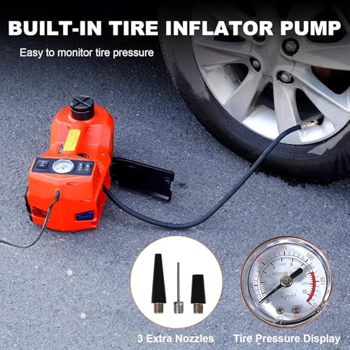 Electric Car Jack Kit 5 Ton 12V Floor Jack with Impact Wrench and Tire Inflator Pump Portable Hydraulic Car Jack for SUV Sedans Tire Change with LED