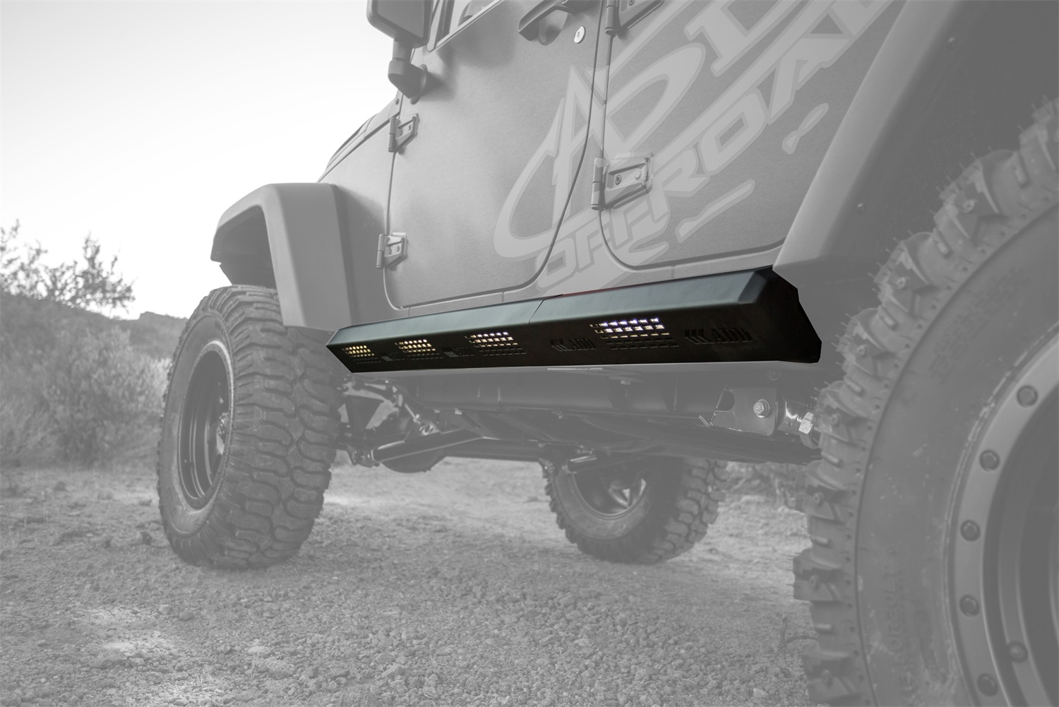 Addictive Desert Designs 07-18 Jeep Wrangler JK 4 Door Stealth Fighter Side Steps w/ ADD Logo Fits select: 2015-2017 JEEP WRANGLER UNLIMITED SPORT
