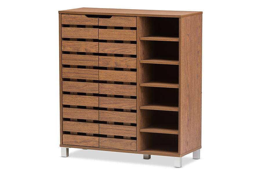 Baxton Studio Shirley 2 Door Shoe Cabinet, Dark Brown