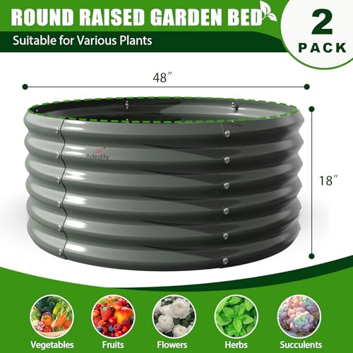 A ANLEOLIFE 8X4X1.5 ft Galvanized Raised Garden Beds Outdoor, Oval Large Metal Planter Box for Planting Vegetables Flowers Herb